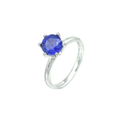 925 Sterling Silver Natural Round Tanzanite Gemstone Solitaire Ring 5 US Gift  Wedding,Engagement,Birthday,Anniversary,Gift