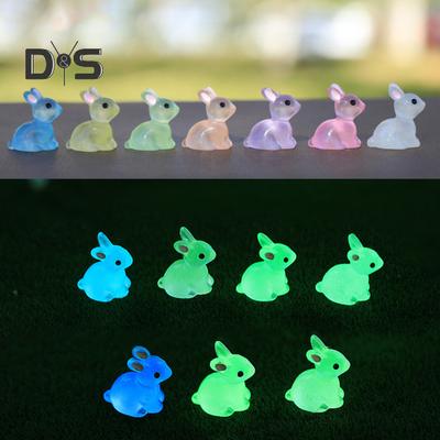 10 Stück Simulation leuchtender Hase bunte umweltfreundliche Kaninchenfigur Mini-Feengarten-Ornamente