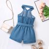 Kids Clothes Summer Fashion Sleeveless Halter Neck Short Jumpsuit for Girls Romper