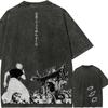 Gojo Vs Sukuna T Shirt Jujutsu Kaisen Men Acid Wash Back Print Domain Anime Graphic Cotton Streetwear Vintage Bootleg Tee