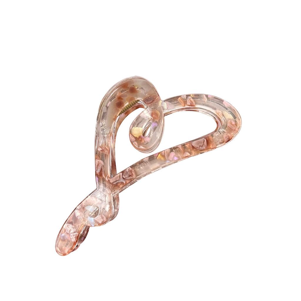 Trendigt hjärtformat hårklämma i blommigt akryl för stilfulla uppsättningar