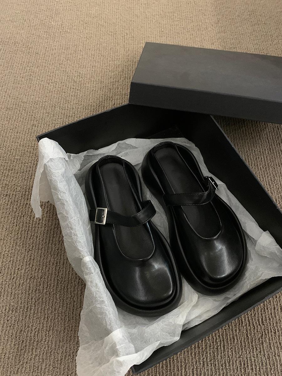 

Туфли-полушапки Мэри Джейн с сумкой на голове, женская одежда 2024 года, новый универсальный модный тренд, туфли-бублики на платформе 39 чёрный