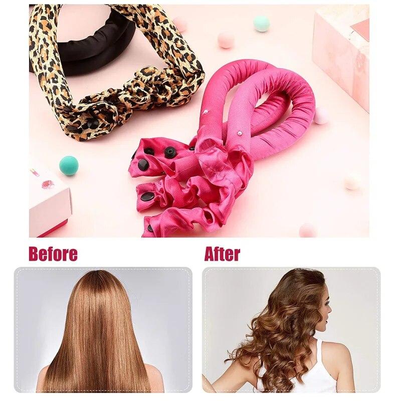 Hitzefreier Lockenstab, Stirnband, Seidenlocken, Band-Lockenwickler für lange Locken ohne Hitze, über Nacht, Band, magische Wellen, Lockenwickler