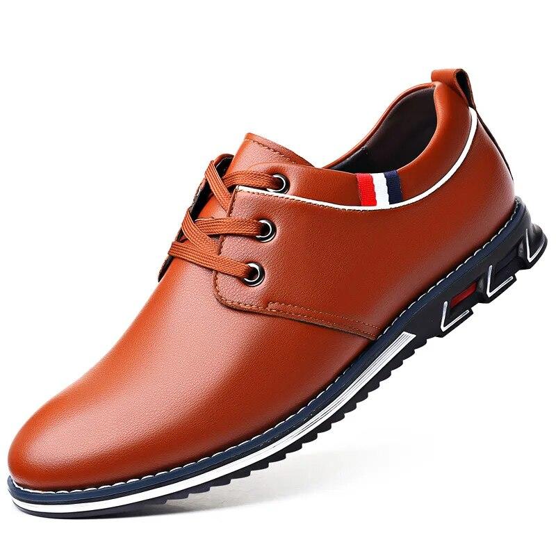 

Мужская кожаная обувь. Мужская модная удобная обувь на платформе. Уличная легкая мужская обувь без шнуровки. Повседневная кожаная обувь. 38