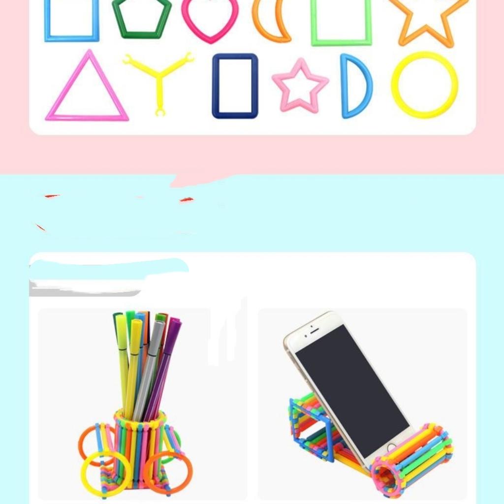 Kids DIY Straw Building Blocks, STEM Educational Magic Sticks, Creative Interlocking Construction Toys for Toddlers