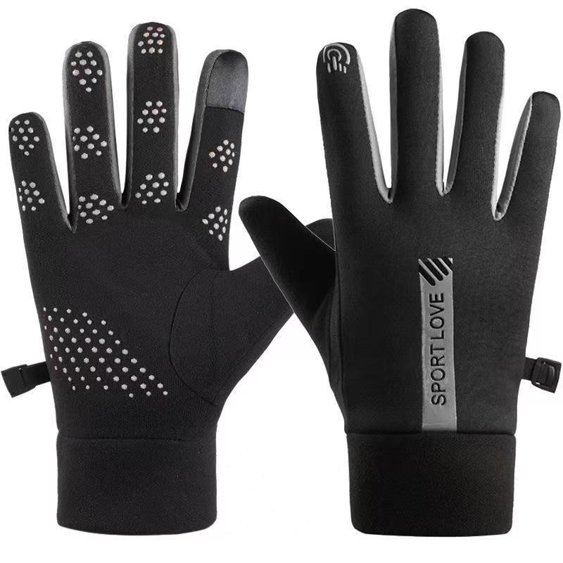 Autumn and Winter Men and Women's Winter Gloves Plus Velvet Warm  Waterproof Cold  Proof Riding Anti Slip  Touch Screen Riding Gloves