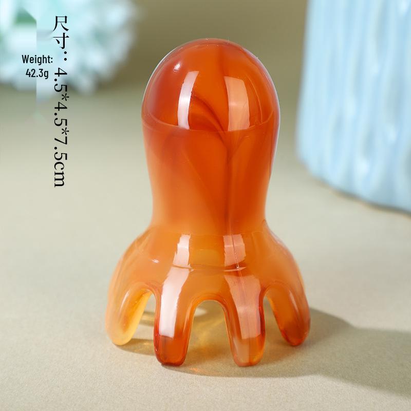 Pink Octopus Portable Scalp Massager Comb with Wide-Tooth Gua Sha Design