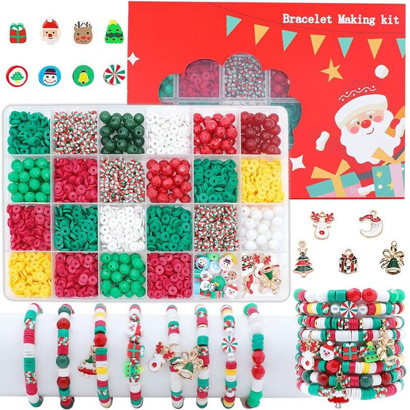 Christmas Bracelet Making Kit Friendship Beads Clay Beads Jewelry&Bracelet Making Kit Charm Bracelet Maker Set Christmas Gift