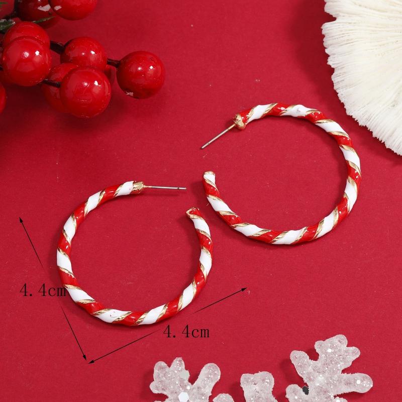 Christmas Color Block Hoop Earrings