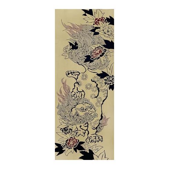 Edoten Todaya Shoten Tenugui Hand Towel - Karajishi Botan