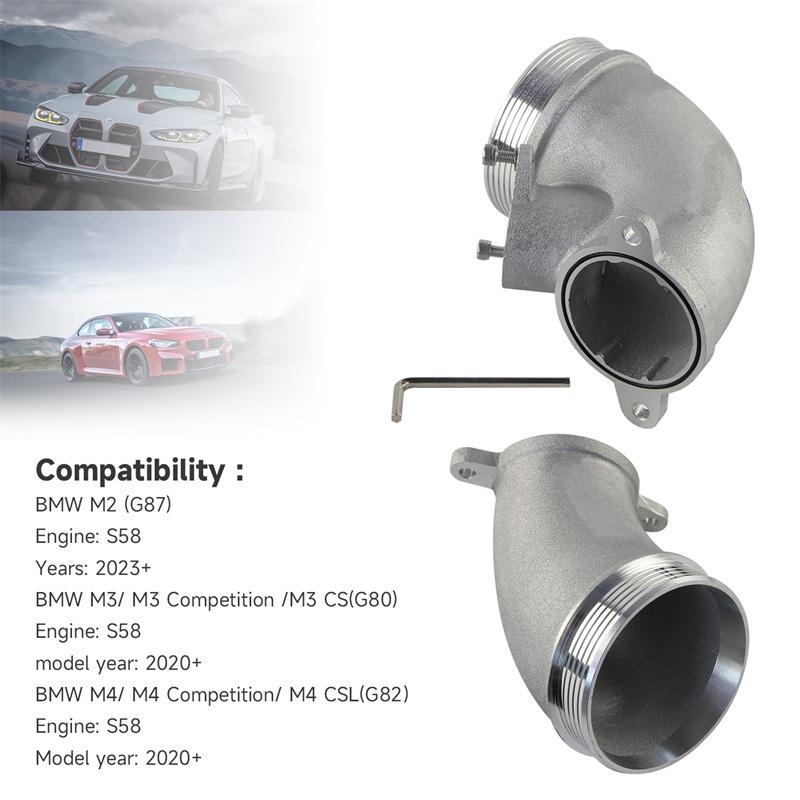 Aluminum High-Flow Performance Intake Cast Turbo Inlet Elbows Pipe For BMW S58 M2 M3 M4 G80 G82 G87 2023+ M3 CS G80 2020+ Silver серебряный