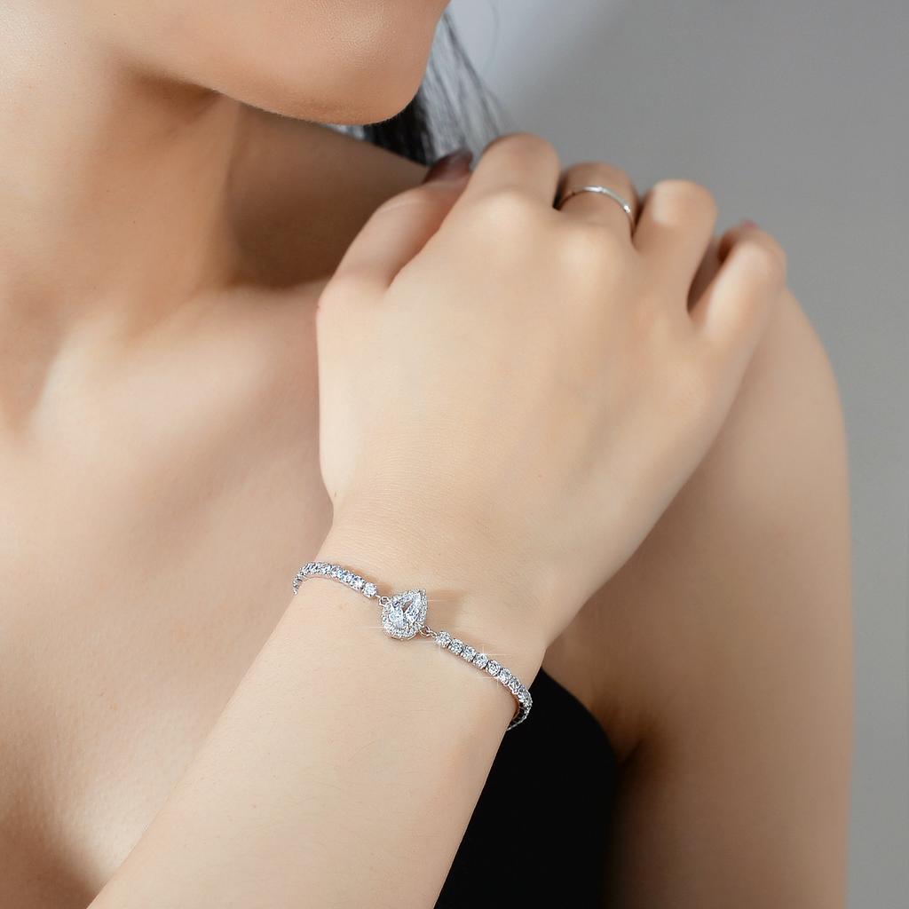 S925 Silver Bracelet Moissanite Bracelet Moissanite Water Drop Pear Shape Simple