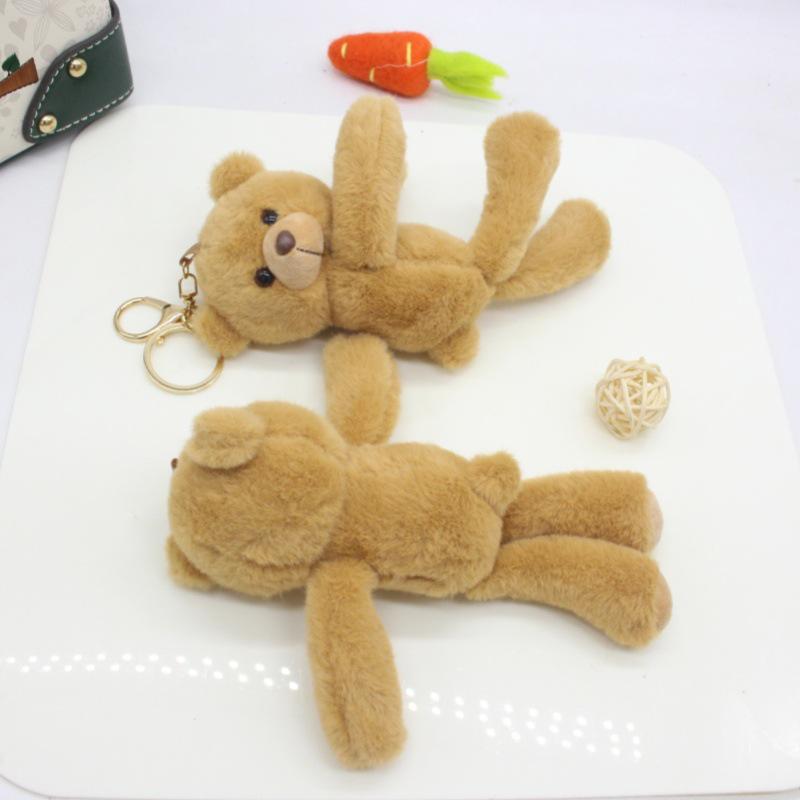 Long-Legged Tilting Head Bear Plush Teddy Keychain Doll 16cm without keychain коричневый