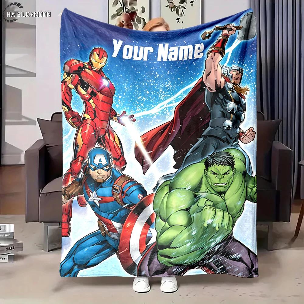 3D Multi-Maat Gepersonaliseerd Deken met Naam Marvel Avenger Print Volwassenen Kinderen Warm Deken Comfortabel Deken Vakantiecadeau