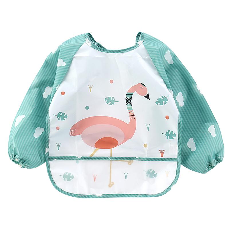 Cute Baby Bibs Toddler Baberos Bavoir Waterproof Long Sleeve Apron Cartoon Animals Children Feeding Smock Bib Baby Stuff 0-3Y