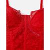 Red Lace Corset Top Spaghetti Strap Sweetheart Bustier Crop Top