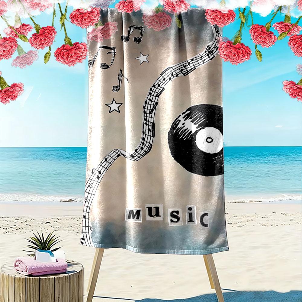 Musical Notes & Vinyl Towel Beach Towel Quick-drying for Travel Outdoor Sports Jogging Beach and Swimming