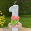Pink Tulip Numbers Birthday Candles Cake Party Decoration Birthday Handmade Candles