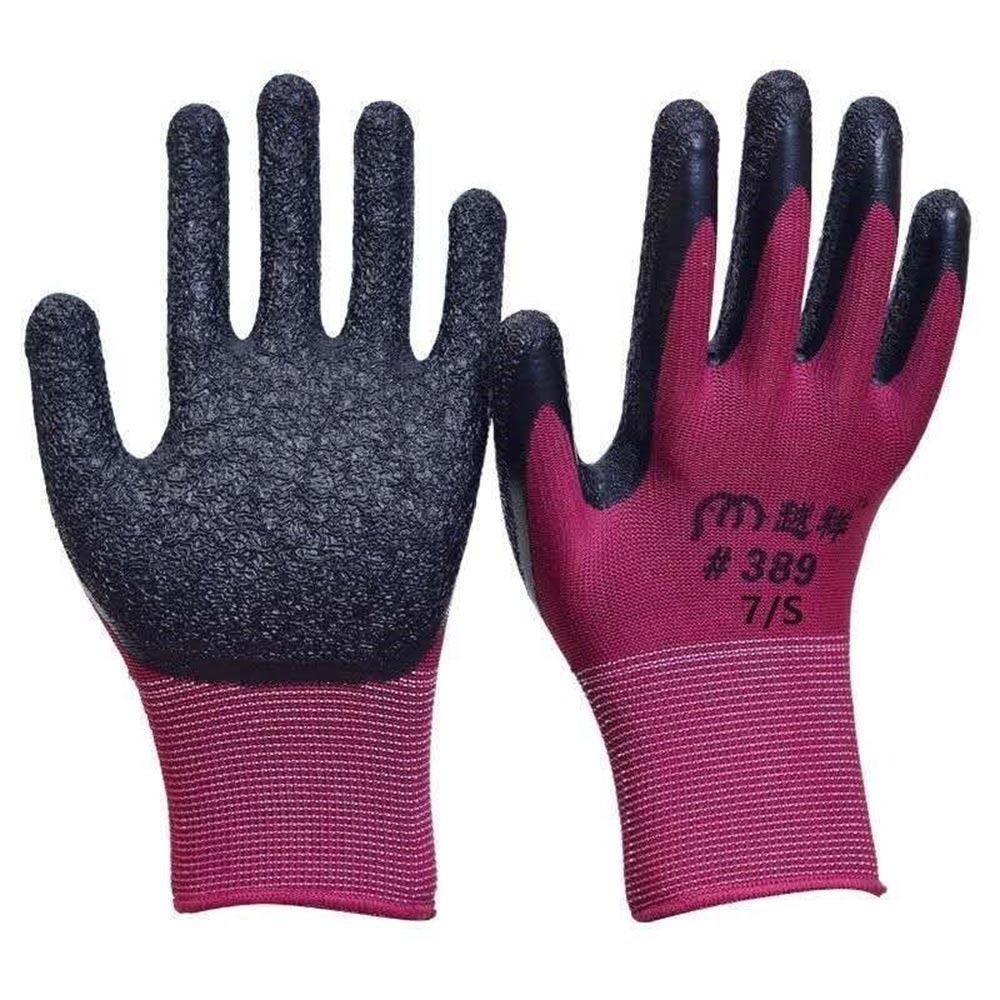

Nylon Work Safe Gloves Wine Red Knitting Rubber Coating Gloves High Elastic Antiskid Protective Elastic Mittens Workshop