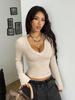 2026 Women's Slim V-Neck Ribbed Knit Sweater - Long-Sleeved Autumn/Winter Top