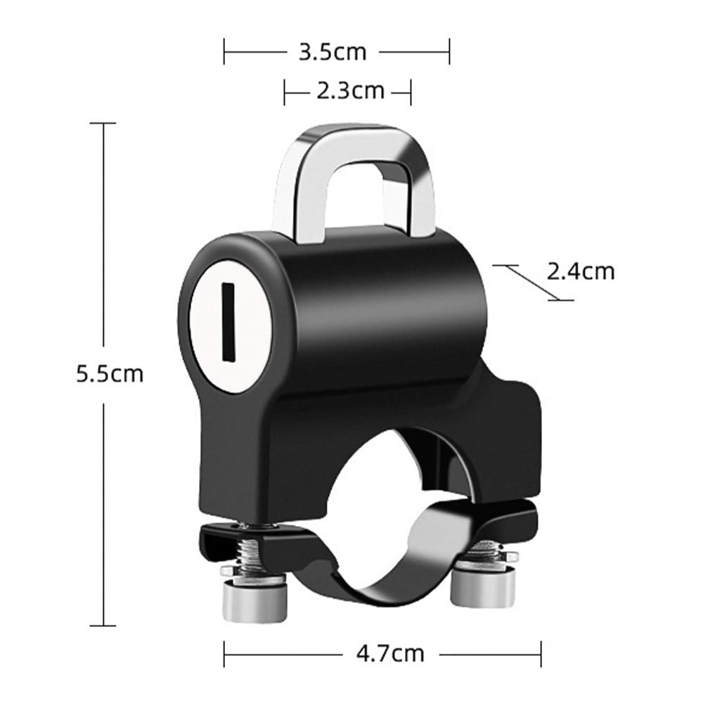 Helmet Holder, Helmet Lock, Helmet Holder, Motorcycle, Compatible with Handlebars 0.9 - 0.9 inches (22 - 24 mm), Black