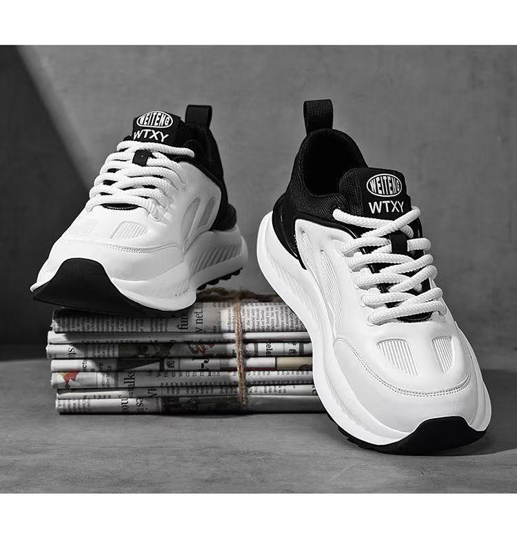 

Подростковые кроссовки для бега высокого класса, маленькие белые туфли, папины туфли, весенние дышащие взрывные туфли Форреста Гампа, универсальные модные туфли 39 чёрный