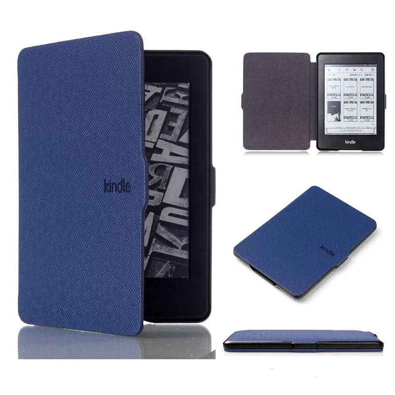 Kepuch Custer Case for Kindle Paperwhite 1/2/3 2012 2013 2015 2016, Lightweight PU Leather Cover - Blue