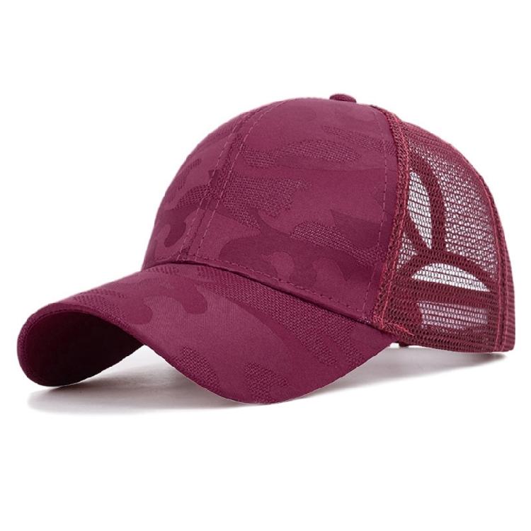 Women Outdoor Sports Hat with Ponytail Hole Camouflage Mesh Back Baseball Cap