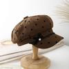 Spring and Autumn Polka Dot Newsboy Hat Female Foreign Temperament Cap Internet Celebrity Beret Small Octagonal Hat