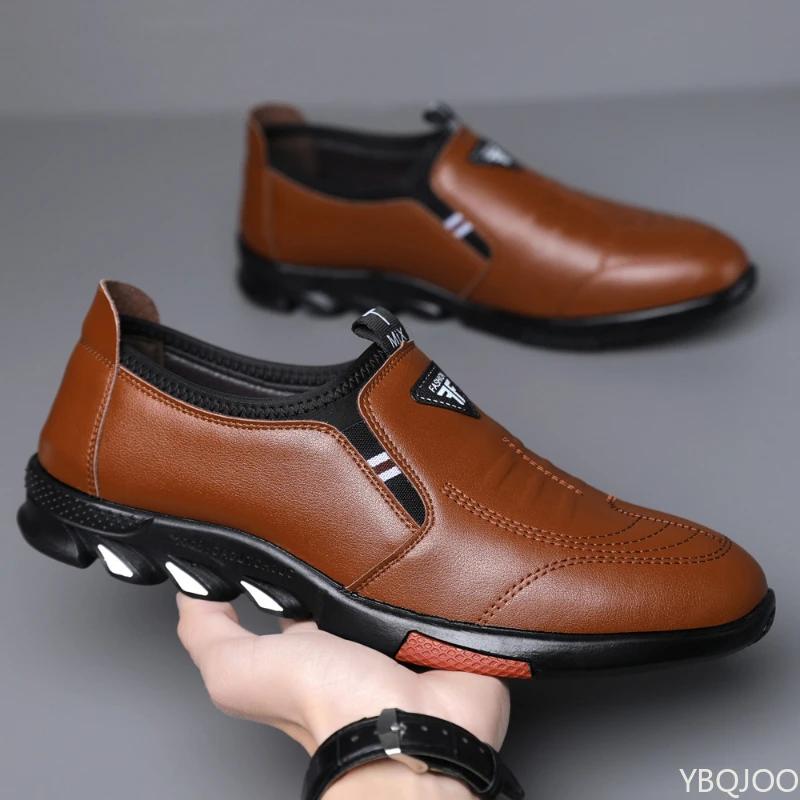 Fashion Spring Autumn Men's Leather Shoes Casual Walking Breathable Sneakers Man Trendy Formal Shoe Fashion Lace Up Shoes Zapatos Hombre