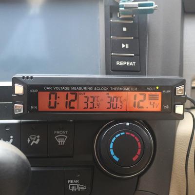 Multifunctional 3 In 1 Car Digital Clock Voltage Temperature Meter Thermometer Voltmeter with Two Back-light Colors EC30