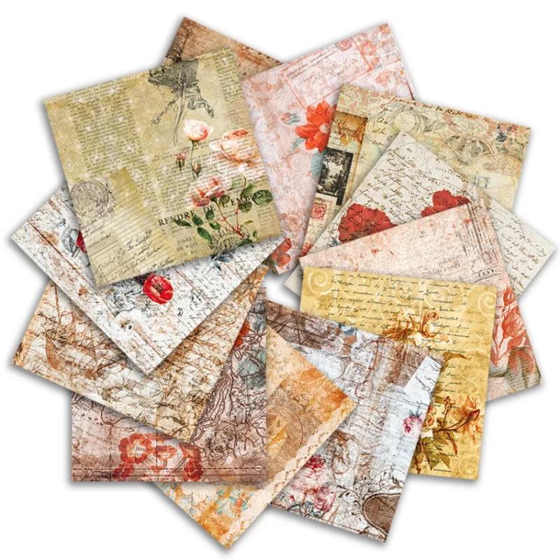 24 Sheets Vintage Floral Theme Snow Sock Craft Paper Pads Cutting Dies Art Background Origami Scrapbooking Card Making