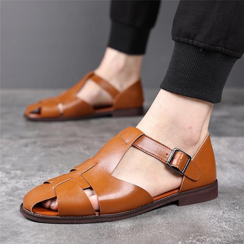 Nuovi Sandali Gladiatore Estivi da Uomo Blu Bianco Slip-On Pelle PU Scarpe Casual Maschili Traspiranti Sandali da Spiaggia Pantofole da Esterno Zapatos