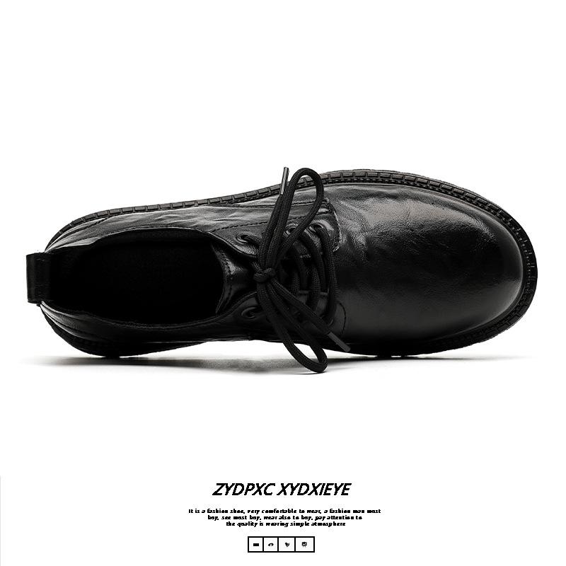 Business Small Leather Shoes Men's Casual Shoes British Style Tooling Shoes Trendy Versatile Lace-up Student Shoes Work Shoes 5164-E