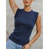 Women's Summer Fashion Solid Color Sleeveless Crew Neck Slim Ribbed Sexy Spice Top