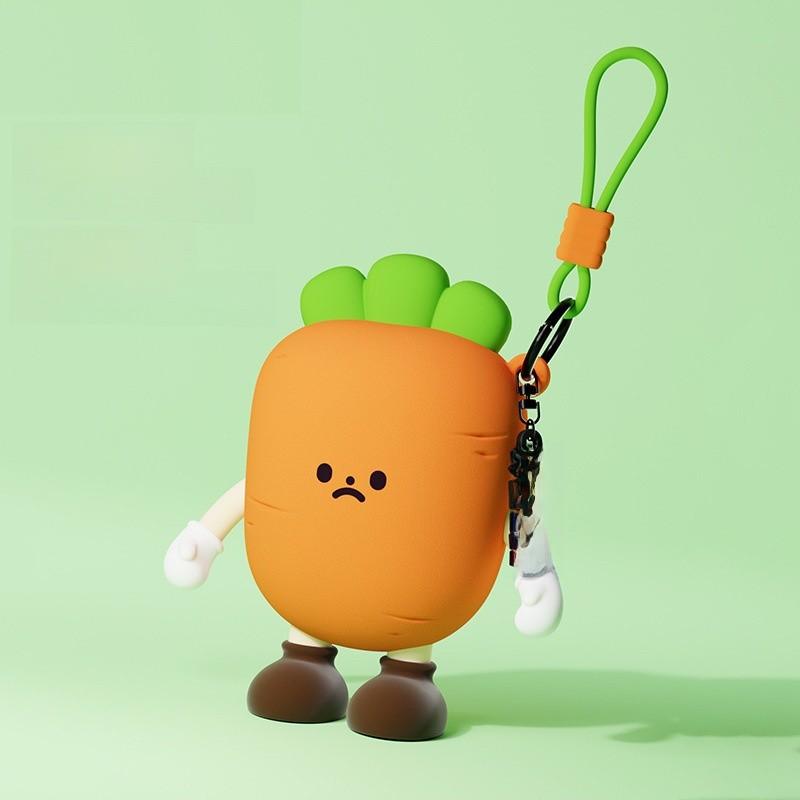 Cute Cartoon Vegetable Silicone Coin Purse With Keychain For Kids And Daily Use