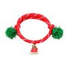 Charming Christmas Stocking Stuffer Bracelets, Red Green String Bracelet, Adjustable Rope Bracelet with Holiday Party Jewelry Charm And Tinsel