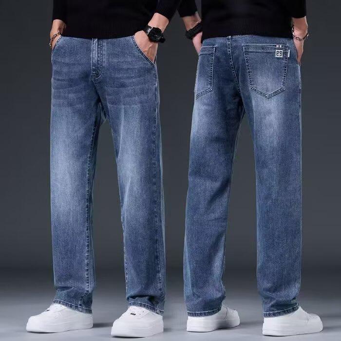 Stretch Jeans Men's Loose Straight Casual Large Size Pants Summer Construction Site Work Wear-resistant Work Pants
