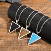 Geometric Pendant Necklace for Men Boys,Stainless Steel Inverted Triangle Natural Stone Collars,Trendy Jewelry Gifts