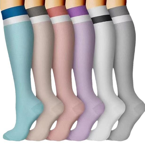 Herbst Damen Europäische & Amerikanische Sport Kniehohe Kompressionssocken, Hochelastische Schlankheits-Wadensocken