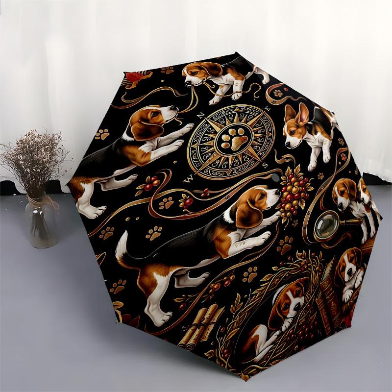 1PC Beagle Books Umbrella-8-Rib Reinforced, Automatic Open, Lightweight & Durable, Fashion Accessory for Outdoor, Beach L0382