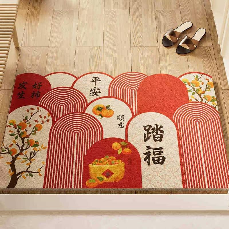 

Новогодний придверный коврик Высококачественный грязеотталкивающий противоскользящий коврик Новогодний коврик с шелковой пряжкой Легкий в уходе коврик для ног у двери 40 * 60cm