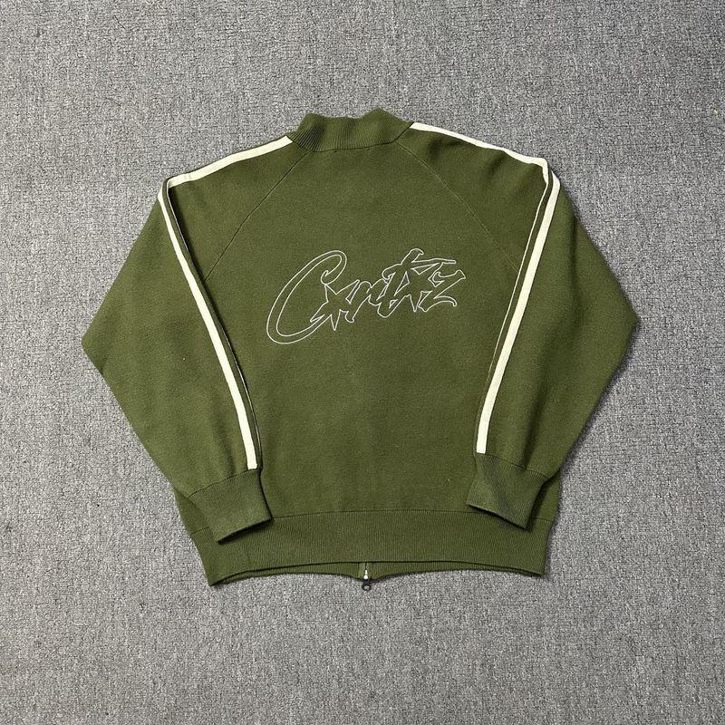 Белый Кардиган на Молнии с Ребристой Отделкой, Воротником-стойкой и Вышивкой в Стиле Хип-хоп Extra Large