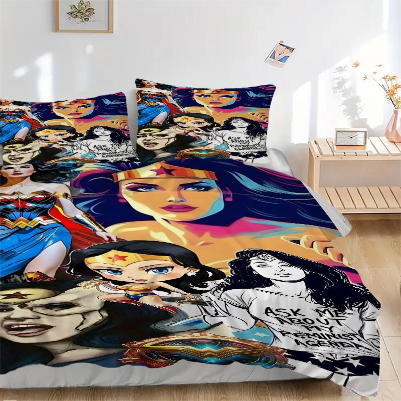 3pcs Wonder Woman Cover Set,Soft Comfortable Duvet Cover,Guest Room (1*Duvet Cover + 2*Pillowcases, Without Core) yy251024179