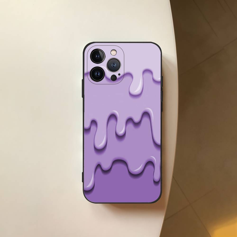 Purple Liquid Dripping Square Matte Silicone Case For Iphone17 Air 16 15 14 13 12 11 Pro Max Plus Matte Basic Cover Case