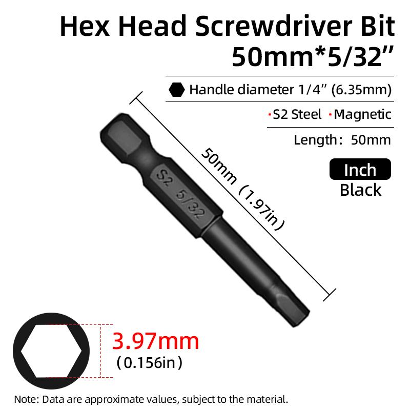50mm hexagonal șurubelniță biți Imperial magnetică hexagonală Allen cheie burghiu biți inch 5/64-5/16 șurubelniță burghiu electric scule de mână