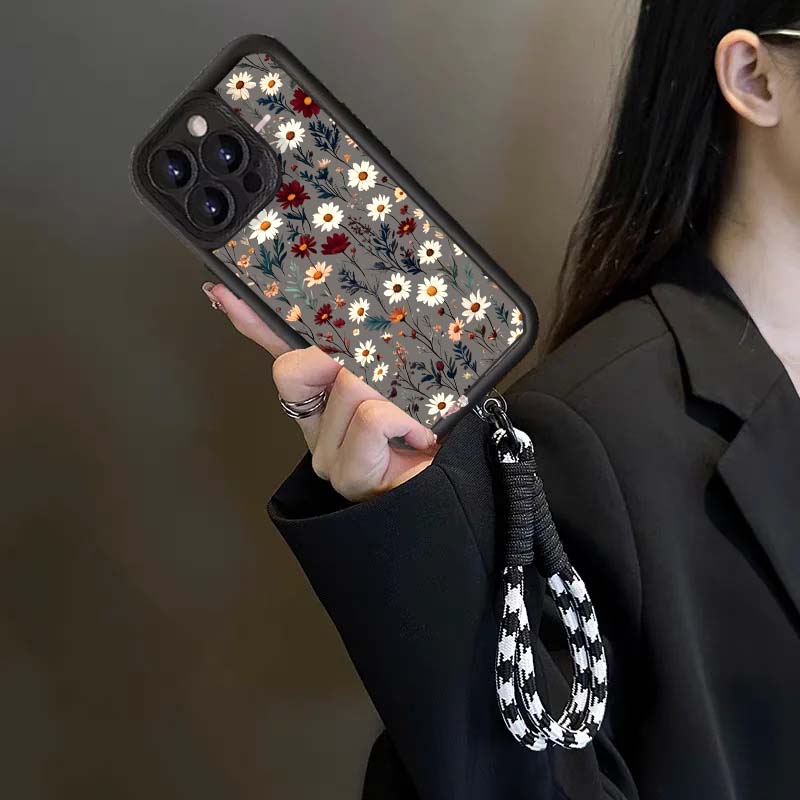 Flowers Wrist Strap Case For Samsung Galaxy S25 S24 S23 Ultra Note 20 Plus S22 S21 S25FE S20FE S24FE S23FE Cover