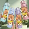 1PC Capybara Relaxing Cute Cartoon Print 750ml Color Plastic Sports Water Bottle Leakproof Flip Straw Lid Suitable for Sports Office Home Use