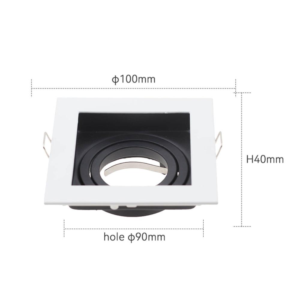 JOYINLED Square Double Ring LED Downlight Adjustable Recessed Frame GU10 MR16 Bulb Holder Spot Lamp Bracket Fixture for Decor