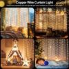 1pc 300 LED Curtain Lights, 10Ft X 10Ft Copper Wire Light Strings, USB Powered Hanging Window Fairy Lights, 8 Lighting Modes With Remote Control